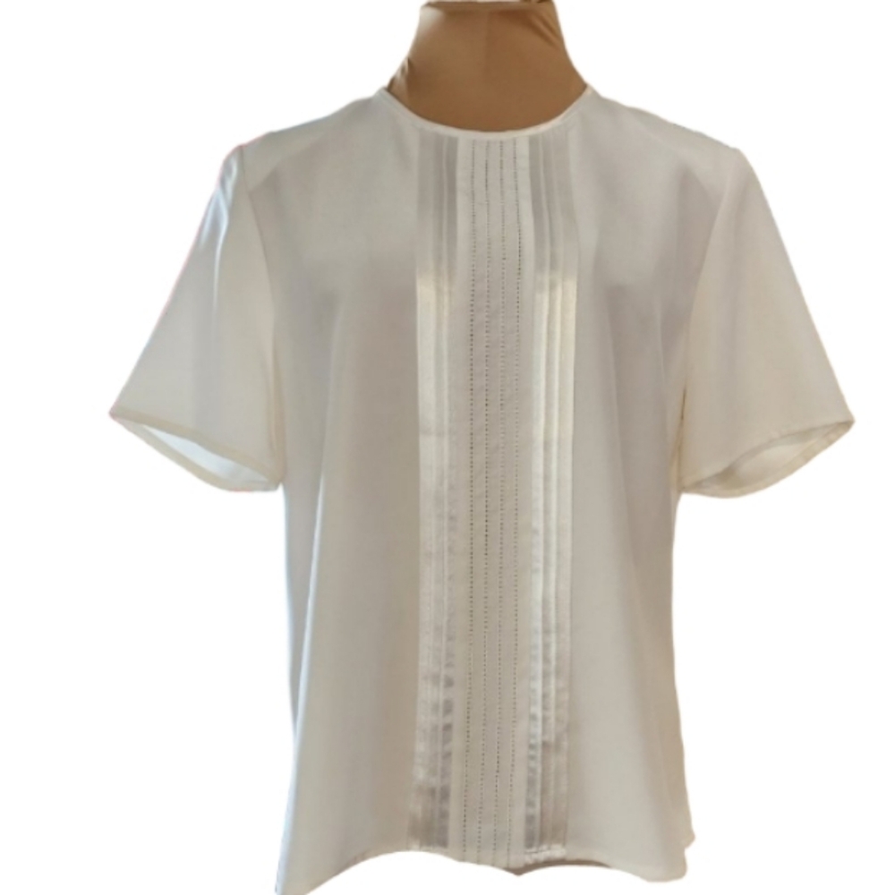 Vintage Y2K Laura Scott NWT Cream Front Pintuck Blouse Women's‎ Medium